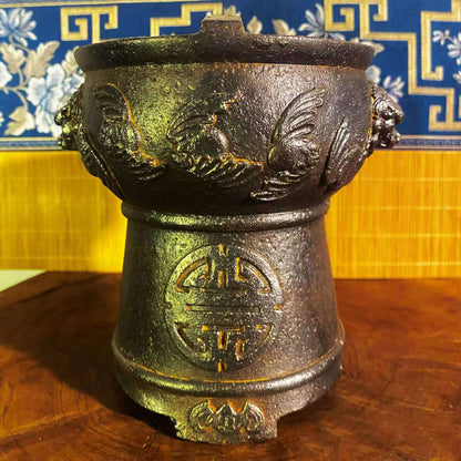 vesselofzen-Antique-style Phoenix Pattern Lion Ear Charcoal Stove