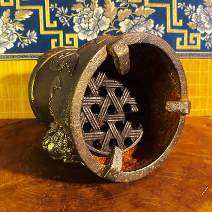 vesselofzen-Antique-style Phoenix Pattern Lion Ear Charcoal Stove