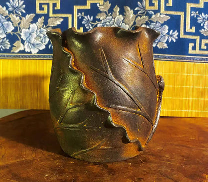 vesselofzen-Antique-style lotus leaf incense burner