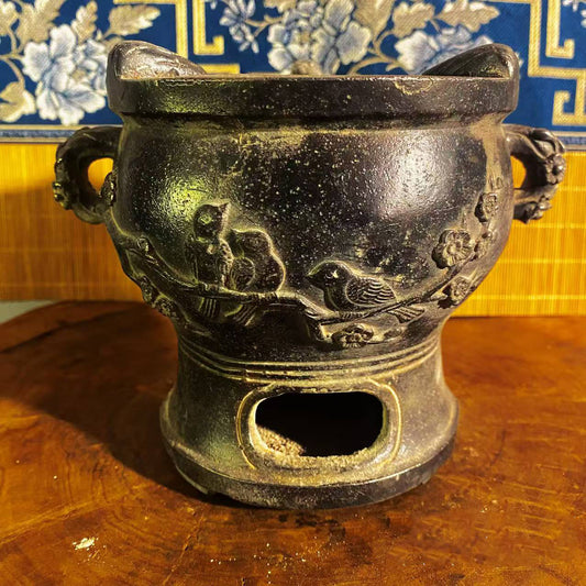 仿古鸟语梅枝炭火炉