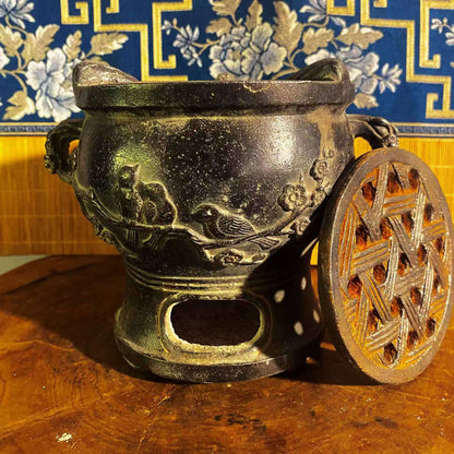 vesselofzen-Antique-style bird song plum branch charcoal stove